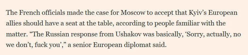Спецпредставитель Путина Ушаков послал на**й официальных советников Макрона
