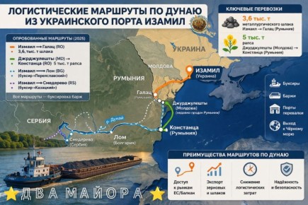 Два майора: Украинская компания запустила маршрут перемещения грузов из дунайских портов в европейские страны
