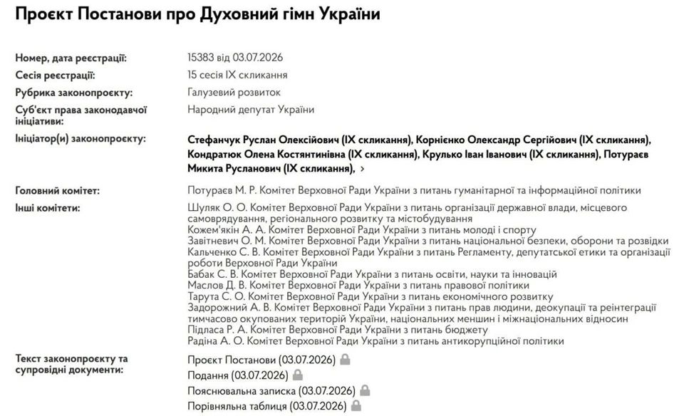 В Верховную зРаду группка депутатов во главе с «Колываном» внесла законопроект