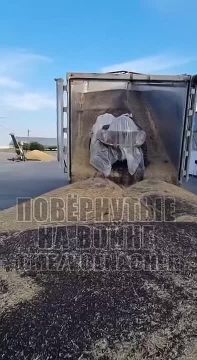Зерно с подвохом. В соцсетях расходится видео, на котором из зерновоза в одном из портов Одесской области вытаскивают квадроцикл, спрятанный в продовольствии, сообщает Telegram-канал "Повернутые на войне"