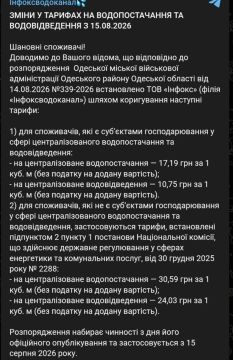 Коммунальные службы 15 августа 2026 года в Одессе и области информируют: