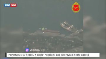 Расчеты БПЛА «Герань?4 сикер» поразили два сухогруза в порту Одесса
